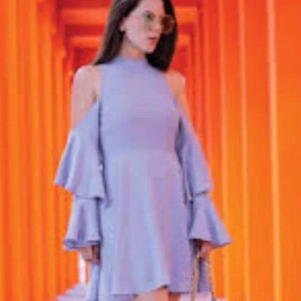 NWT ChicWish Light Blue Shoulder Halter Dress Small
